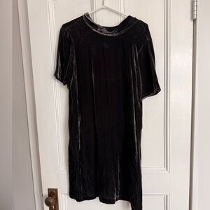 NWT - Eileen Fisher - Charcoal Velvet Short Sleeve Dress - size XS